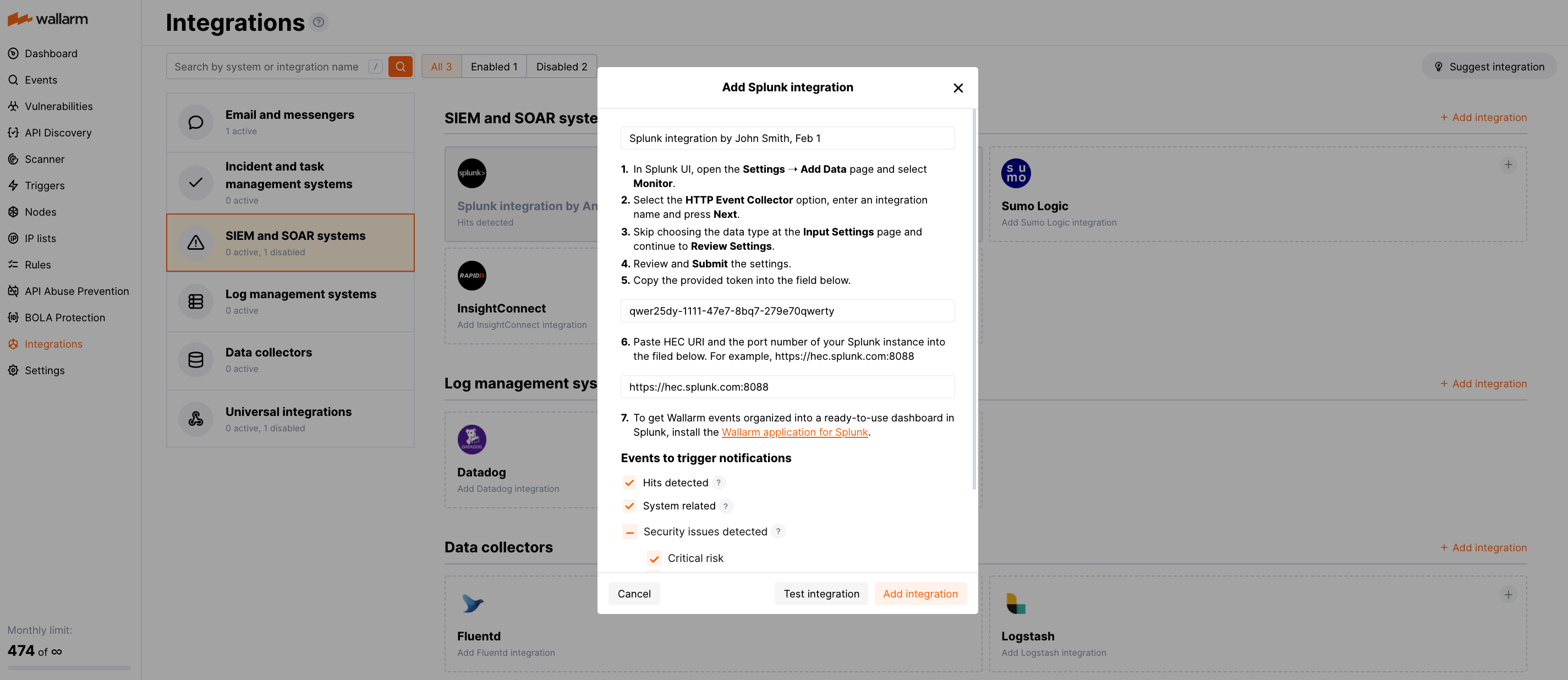 Splunk integration